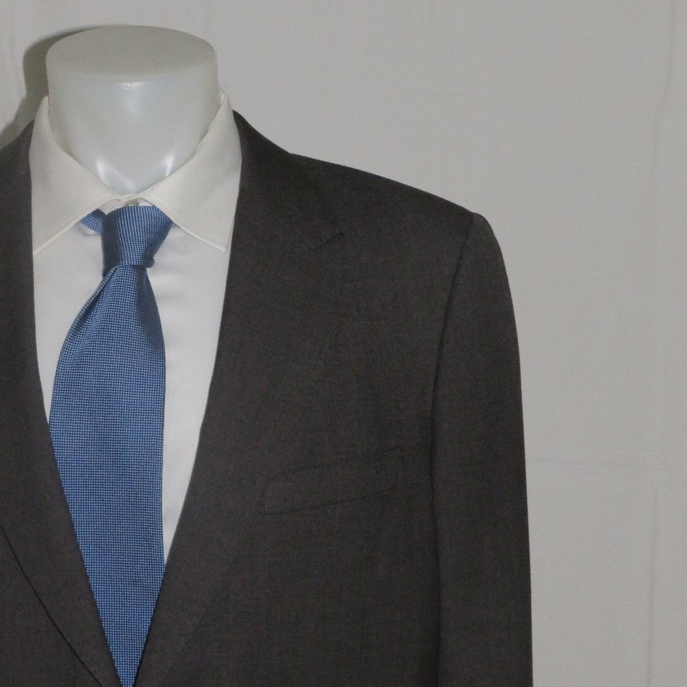 Leonard Logsdail Bespoke Solid Charcoal Two Button Suit 42L